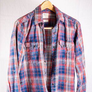 Men's Small Gap Snap Plaid Shirt
